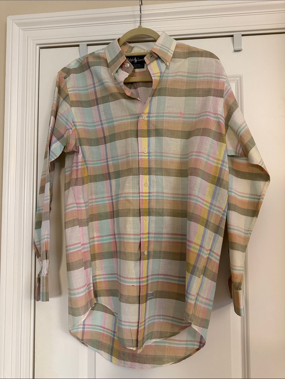 Ralph Lauren Pastel Plaid Button-Down Shirt - Beige, Pink, Mint, Yellow